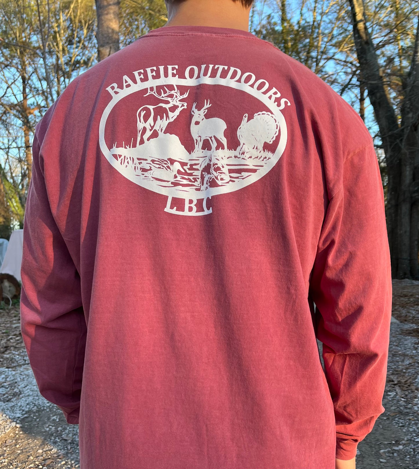 Raffie Outdoors Brick Red Long Sleeve Pocket T-Shirt