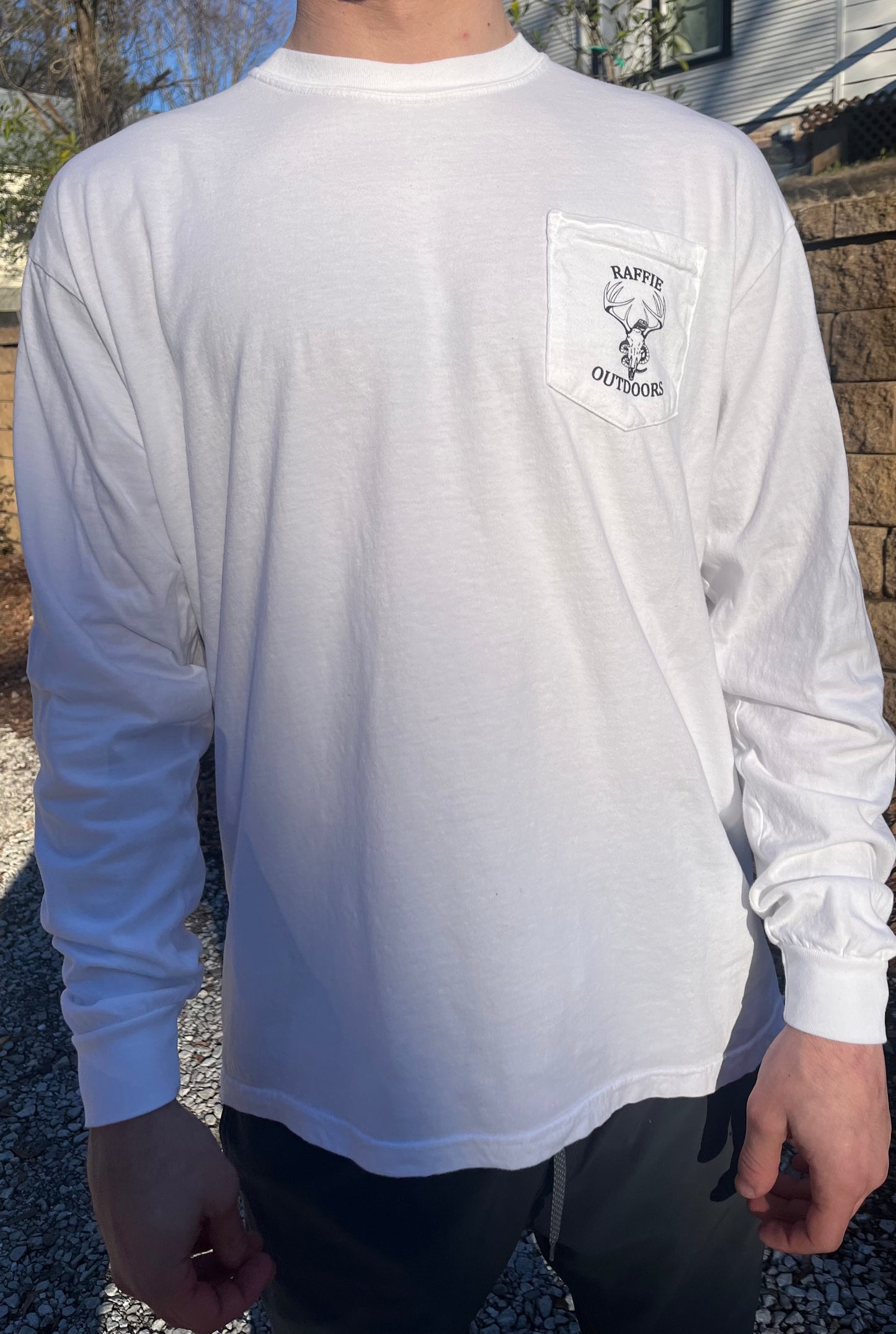 Raffie Outdoors White Long Sleeve Pocket T-Shirt